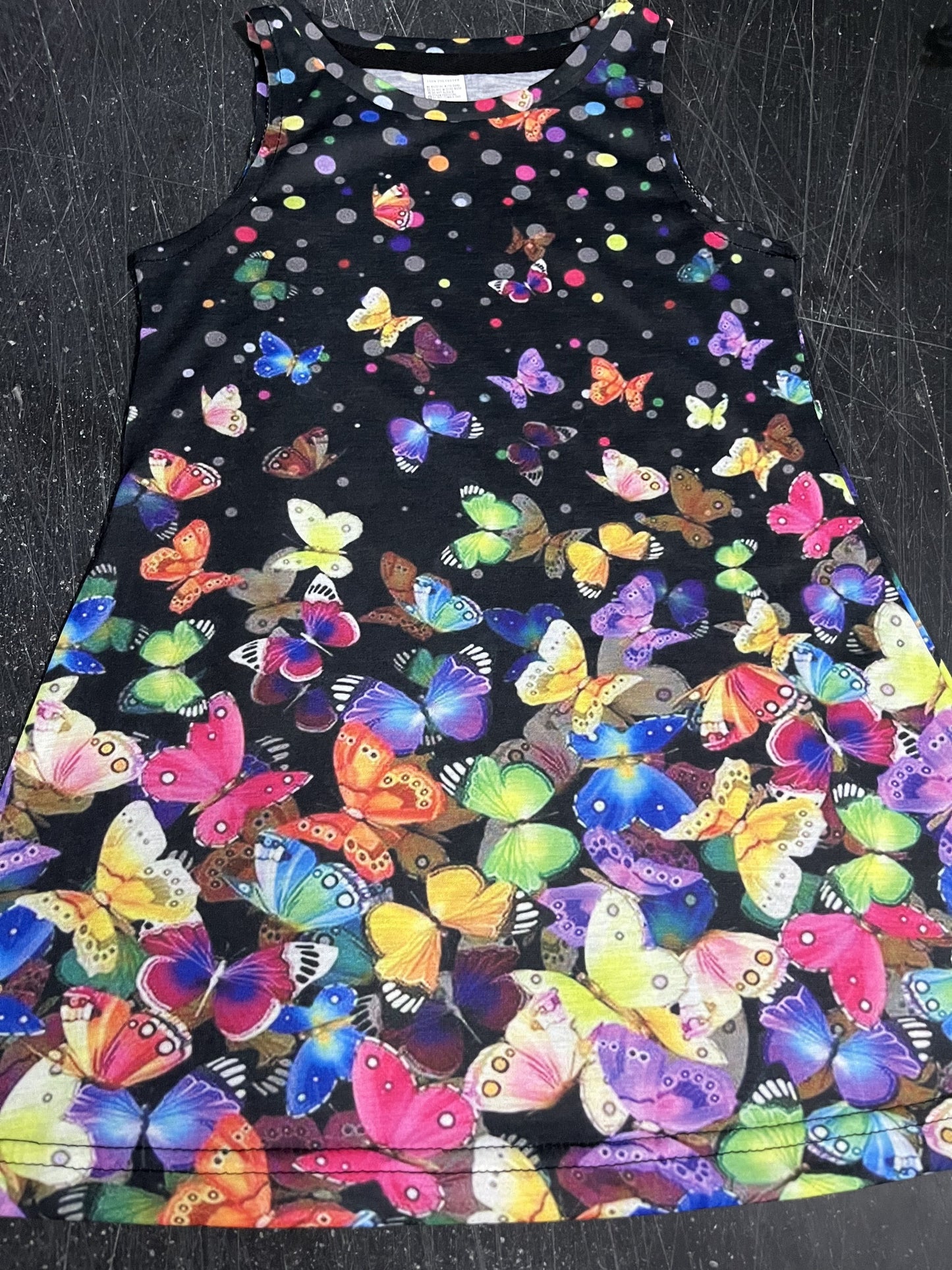 Girls Magical Butterfly Print Sleeveless Dress - Flowy Summer Wardrobe Staple for Casual & Elegant Adventures