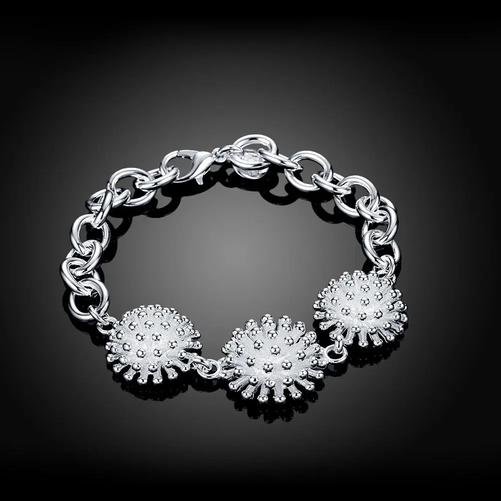 Hot sale cute Beautiful fashion silver color women round Bracelet high quality classic jewelry wholesale Christmas gift LH026