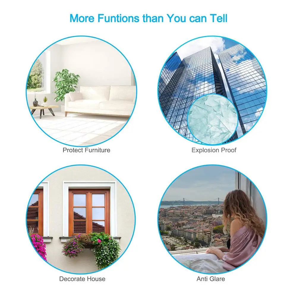 Mirror Blocking Light Window Tint Privacy Anti-UV Window Film Building Décor Heat Control One Way Glass Sticker Reflective