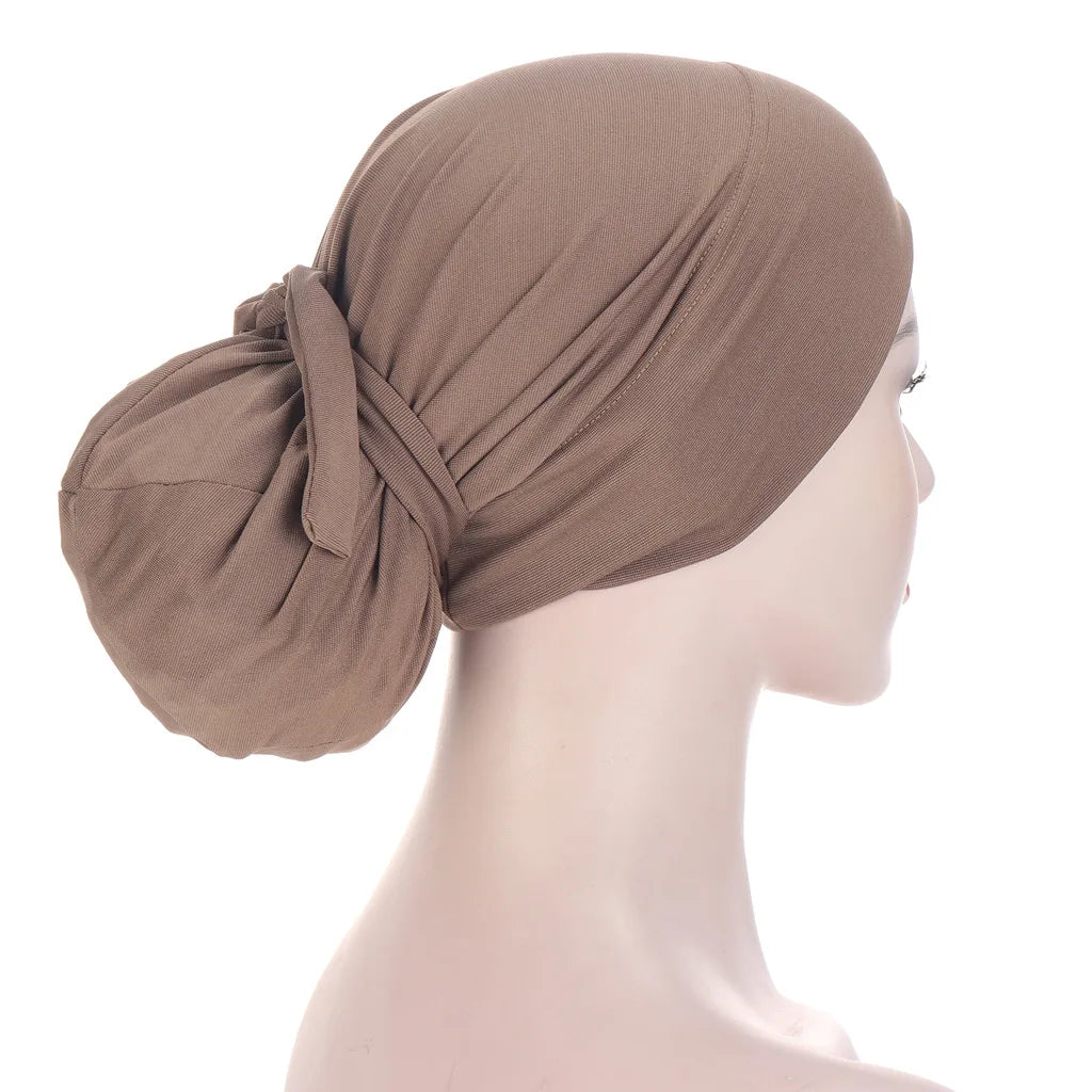 Solid Color Muslim Bandage Easy Cap Jersey Hijabs for Women Elastic Soft Headband Turban Hijab Chemo Hats Fashion Accessories