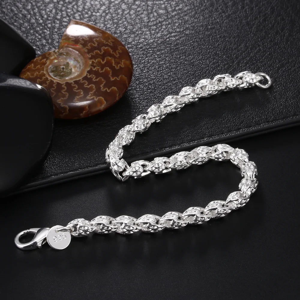 Hot sale cute Beautiful fashion silver color women round Bracelet high quality classic jewelry wholesale Christmas gift LH026