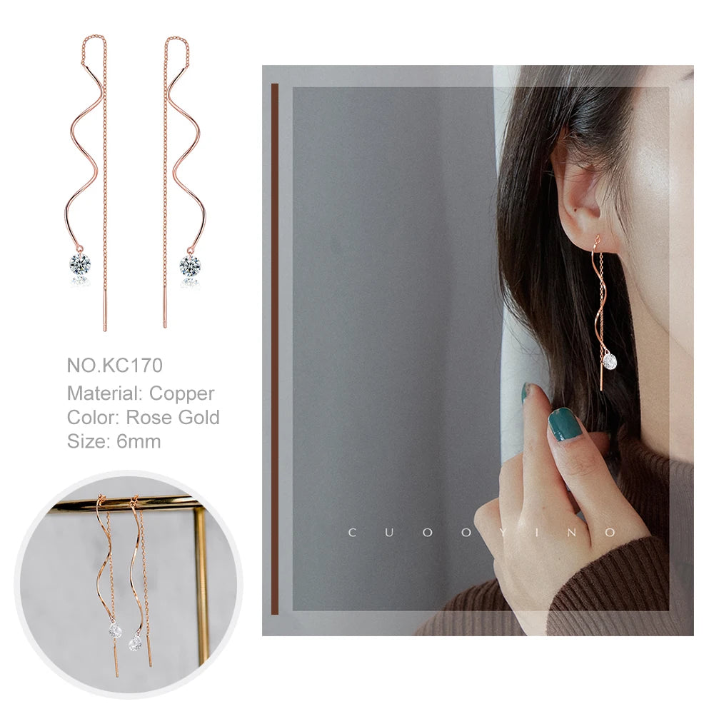 ZHOUYANG Earrings For Women 31 Hot Sale Korean Style Cubic Zirconia Rose Gold Color Young Girl Fashion Jewelry KC164