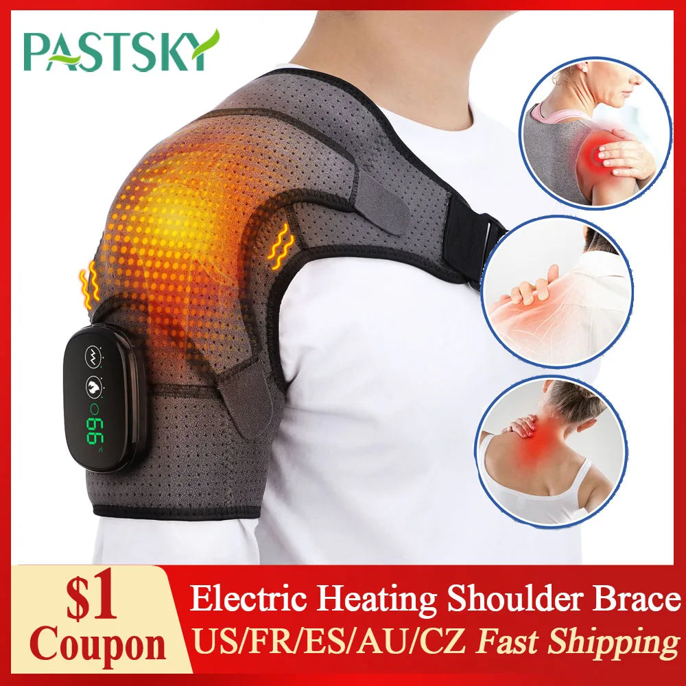 Electric Heating Shoulder Brace LED Display Vibration Shoulder Massage Support Belt Strap For Arthritis Joint Injury Pain Relief