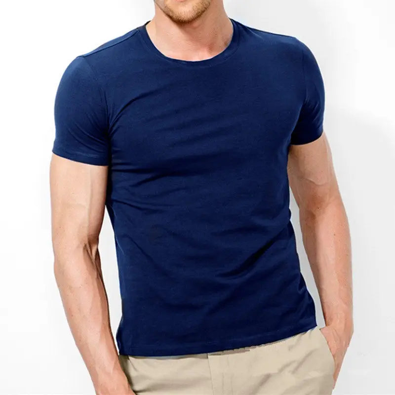 MRMT 2024 Brand New Men's T Shirt Pure Color Lycra Cotton Short Sleeved T-Shirt Male Round Neck Tops Cotton Bottoming Shirt