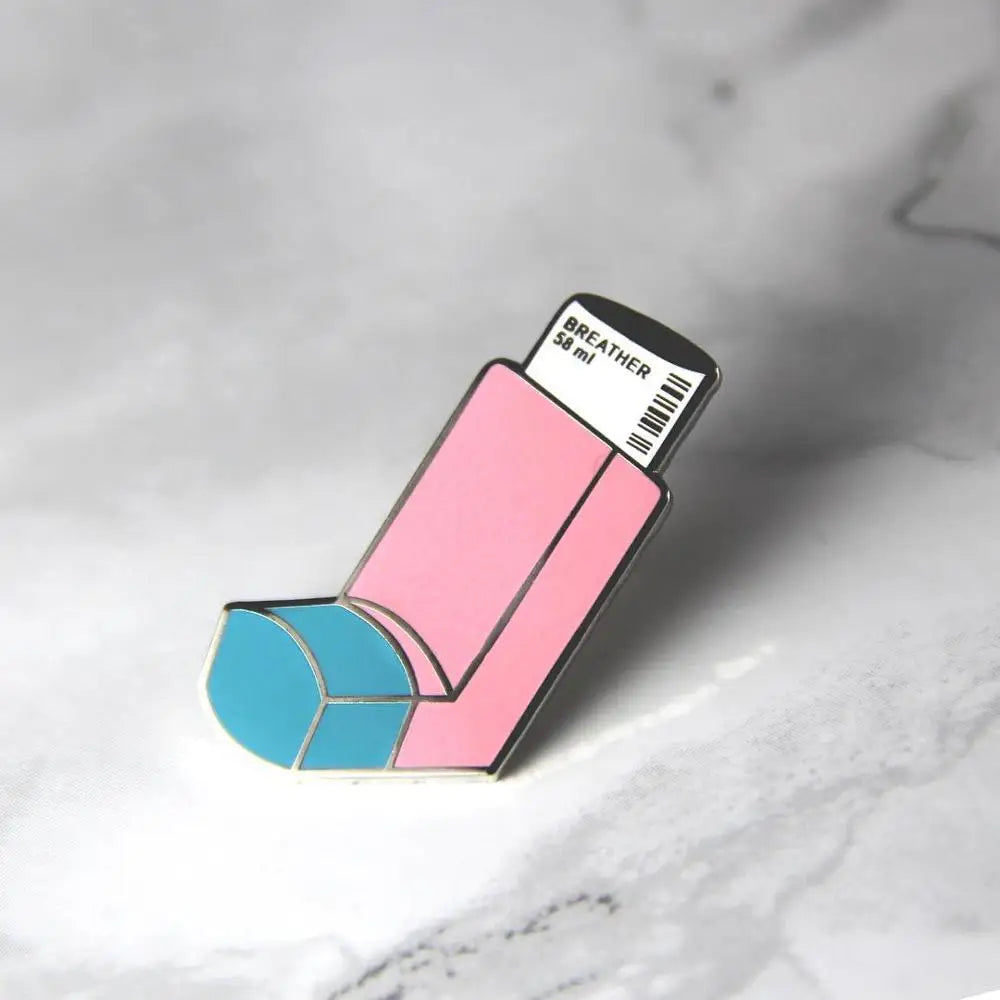 Pink Asthma Inhaler Enamel Pin Medical Supplies Badge Brooch Bag Clothes Lapel Pins Medical Jewelry Gift