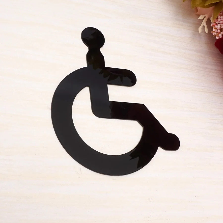 Disabled Toilet Signage WC Signs Wheelchair Acrylic Mirror Handicapped Only Instruction Wall Stickers Public Shop Home Decor