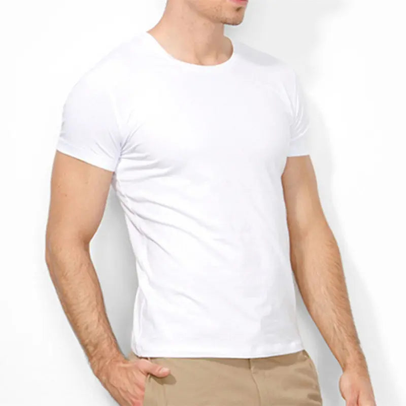 MRMT 2024 Brand New Men's T Shirt Pure Color Lycra Cotton Short Sleeved T-Shirt Male Round Neck Tops Cotton Bottoming Shirt