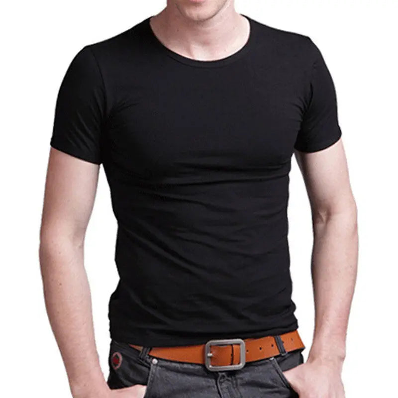MRMT 2024 Brand New Men's T Shirt Pure Color Lycra Cotton Short Sleeved T-Shirt Male Round Neck Tops Cotton Bottoming Shirt