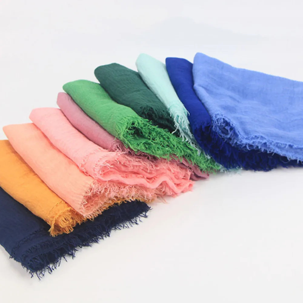 Cotton Linen Crinkle Cloud Hijab Soft Scarf Shawl Wraps Islam Muslim A343