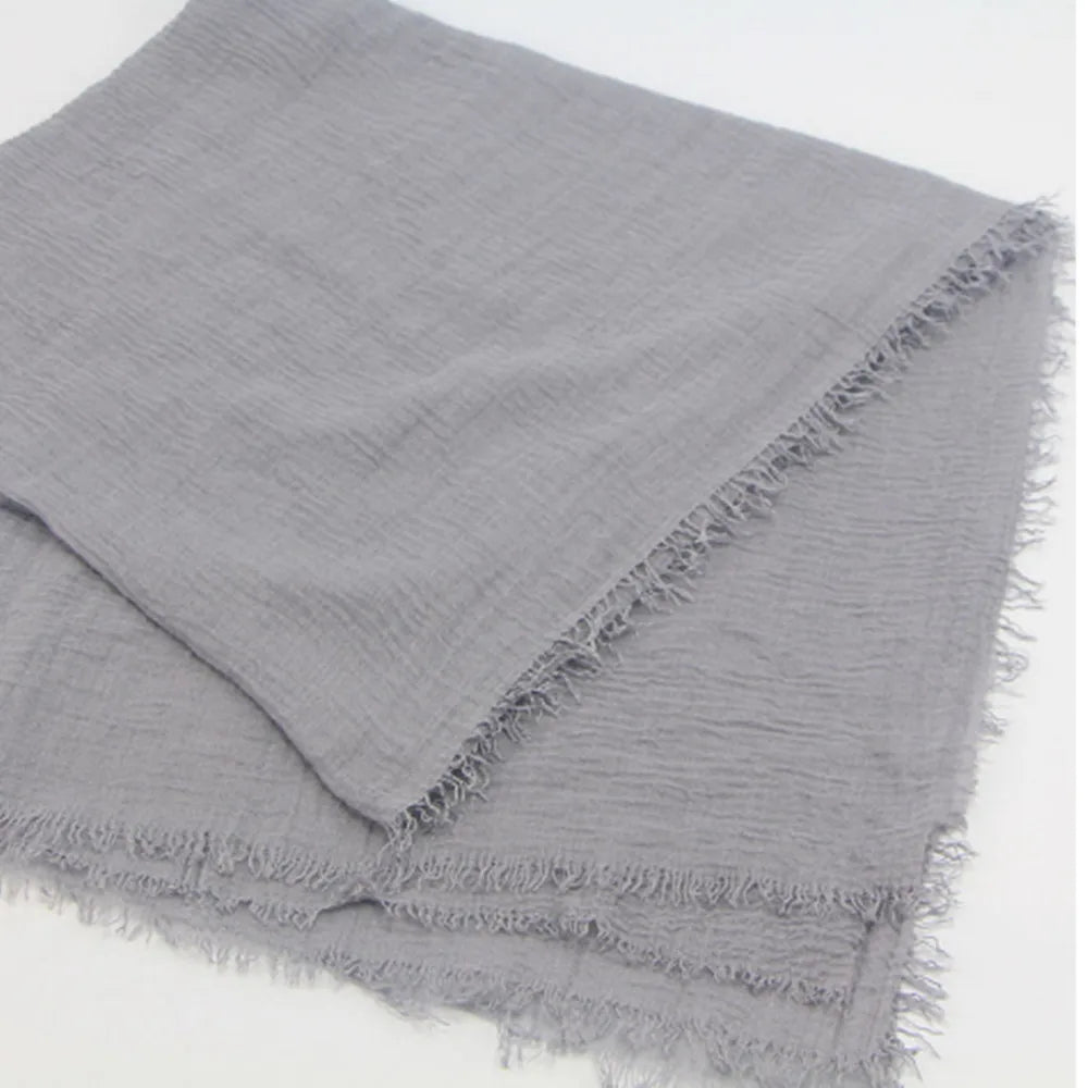 Cotton Linen Crinkle Cloud Hijab Soft Scarf Shawl Wraps Islam Muslim A343