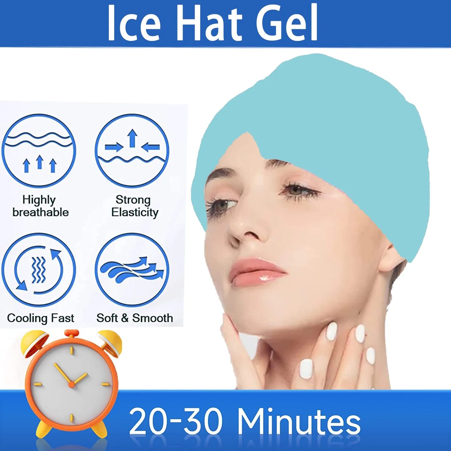 Ice Hat Gel Ice Headache Migraine Relief Hat Cold Compress Therapy Cap Ice Head Wrap Pack Mask For Tension Sinus Stress