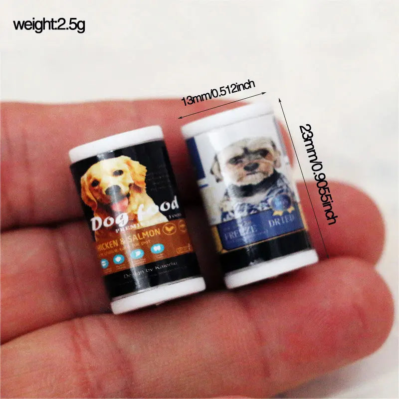 2Pcs 1/12 Miniature Dollhouse Decor Accessories Simulated Dog Cat Food Model Toys For Barbies Blyth Bjd Ob11 Dolls Pretend Play