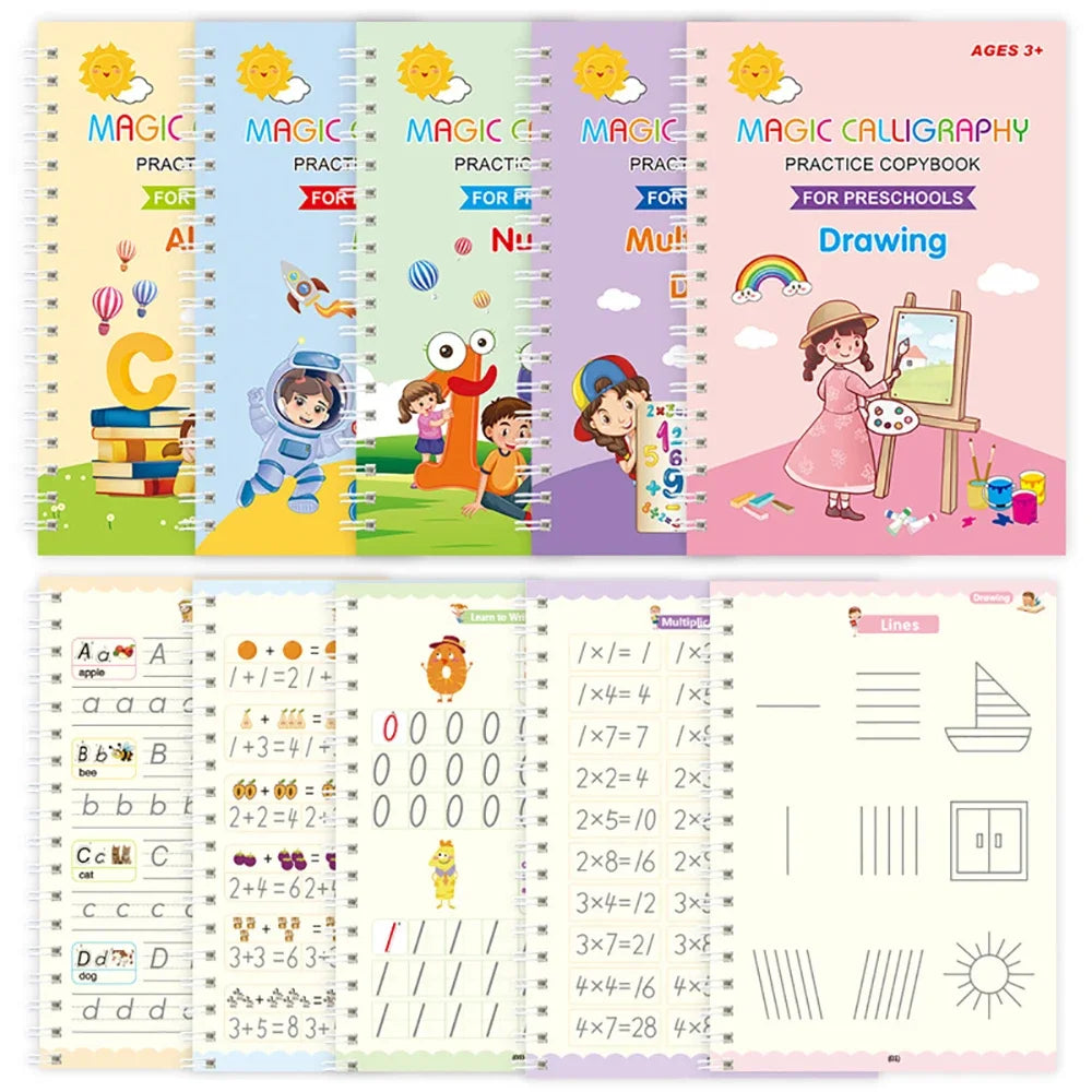 Sank Magic Practice Copybook Pen Preschools Kids Calligraphy English Verison Free Wiping Children Reusable Writing Book