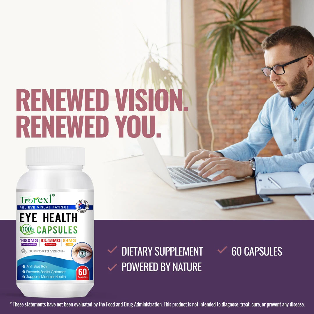 Eye Supplement with Vitamin A Improve Eyesight Quickly Restore Vision & Myopia Lutein Extract Relieve Red Eye Fatigue Dry Eye