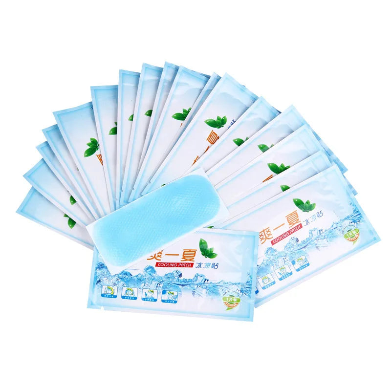 10pcs Migraine Headache Pad Lower Temperature Ice Gel Polymer Hydrogel Cooling Patch Adult Baby Fever Down Medical Plaster