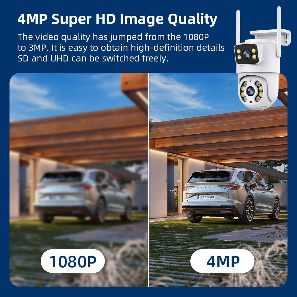 8MP 4K PTZ WiFi Camera Dual Lens 5X Zoom Night Vision Auto Tracking Wifi Surveillance Camera CCTV IP Camera Security Protection