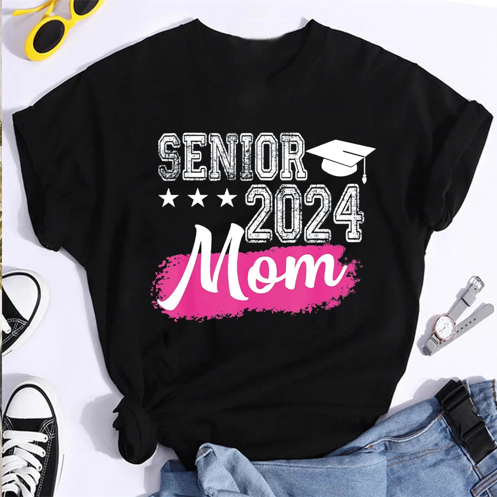 New Personalized Proud Mom Of A Class 2024 Graduate T-Shirt Proud Mom Senior 2024 T Shirt Proud Mom Gift summer Women funny tees