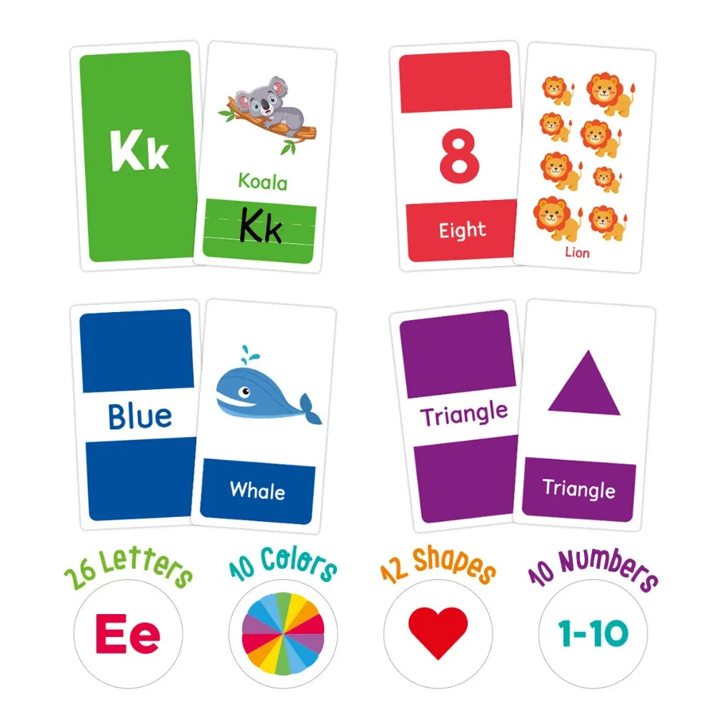 58pcs/set ABC Alphabet Letter Number Shape Color Early Education Baby Learning Cards Flashcards Games Puzzles For Kids Gifts