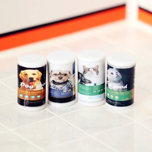 2Pcs 1/12 Miniature Dollhouse Decor Accessories Simulated Dog Cat Food Model Toys For Barbies Blyth Bjd Ob11 Dolls Pretend Play
