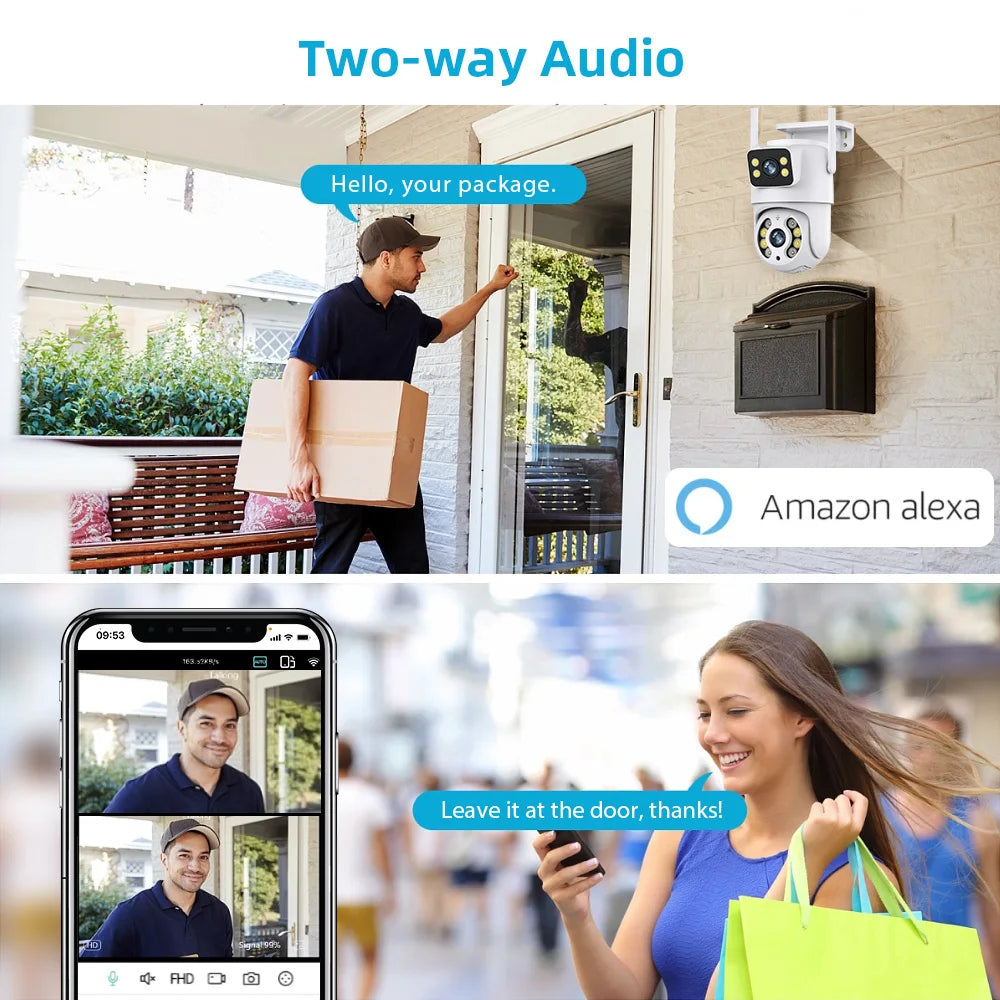 8MP 4K PTZ WiFi Camera Dual Lens 5X Zoom Night Vision Auto Tracking Wifi Surveillance Camera CCTV IP Camera Security Protection