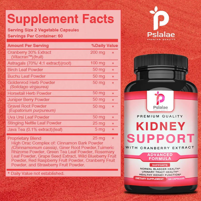 Kidney Support Supplement with Cranberry Extract - Promotes Cleansing, Detoxification and Repair