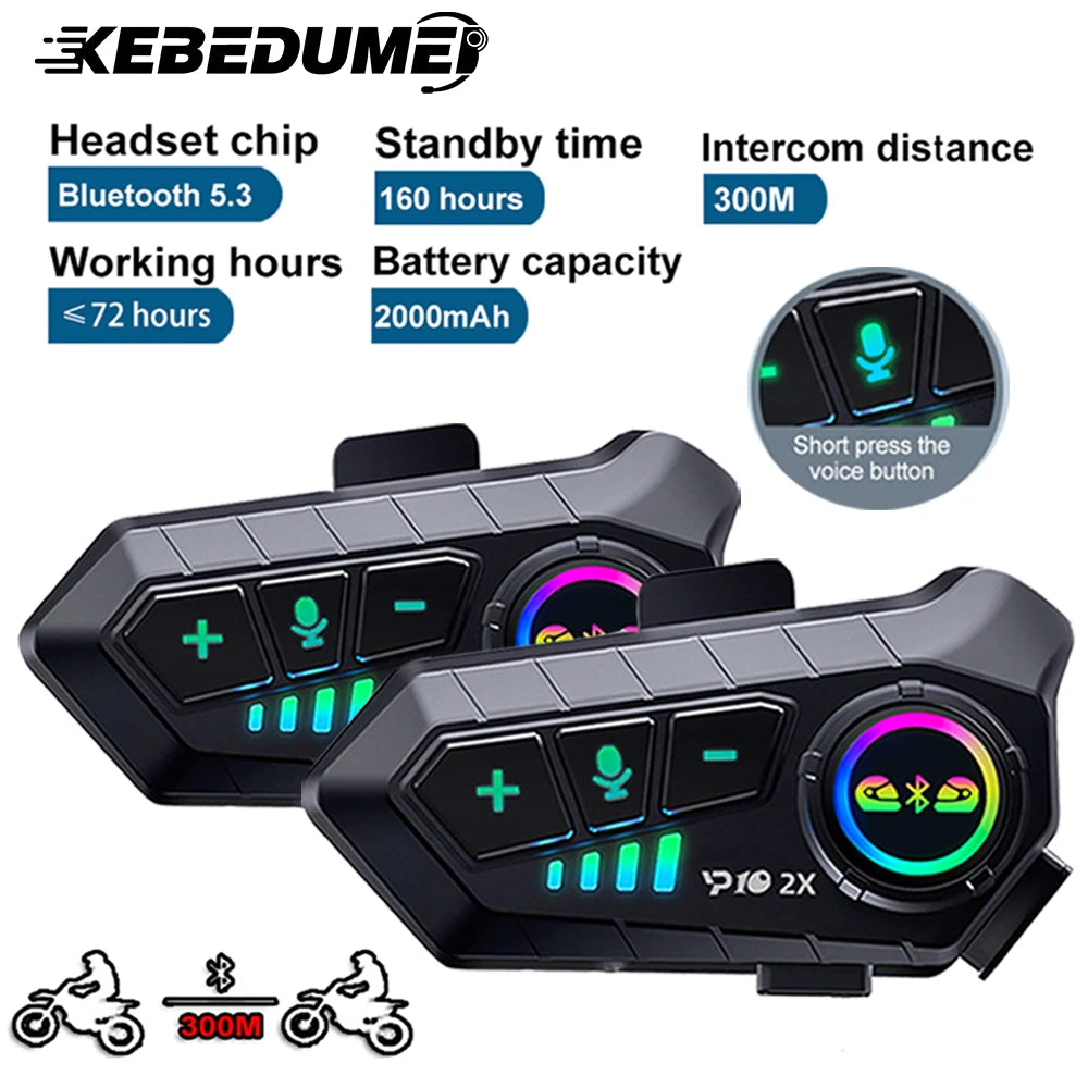 1/2Pcs Motorcycle Helmet Bluetooth Intercom Headset Wireless Interphone Intercomunicador Moto Waterproof HandsfreeCall Headphone