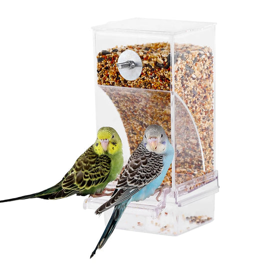 No Mess Bird Feeders Automatic Parrot Feeder Drinker Bird Pigeons Cage Feeder Parrot Pet Aviary Hanging Stand Food Container