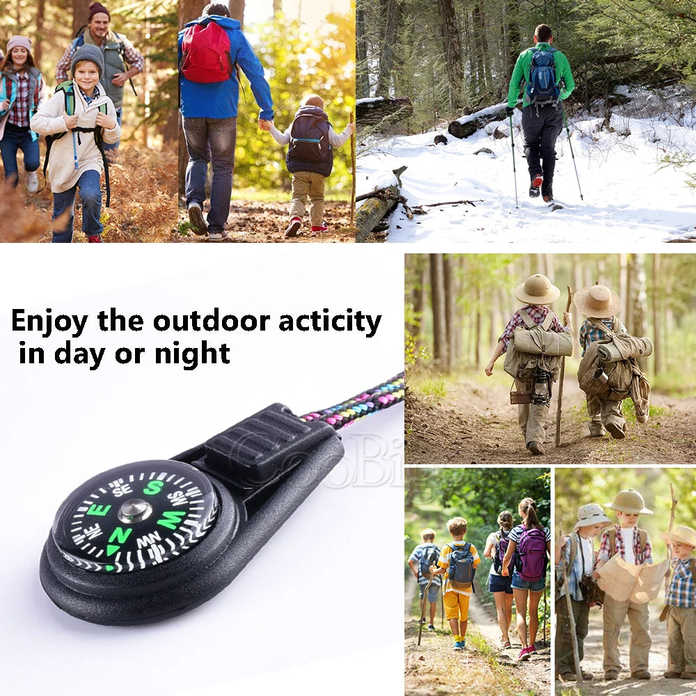 10Pcs Mini Compass Keychain Pendant Keyring Charm Key Holder Keyfob Buckle Pocket Navigator Men Boy Scout Outdoor Kids Colorful