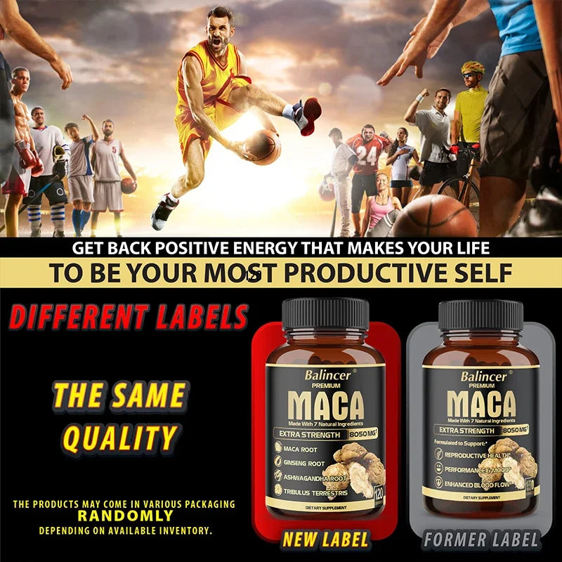 Maca Root Capsules for Men - Enhance Sports Energy, Endurance and Hardness, and Relieve Fatigue Supplements