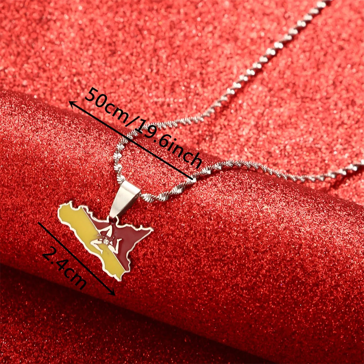 Italy Sicily Map Flag Pendant Necklaces Stainless Steel Gold Color Italian Sicilia Jewelry Gifts