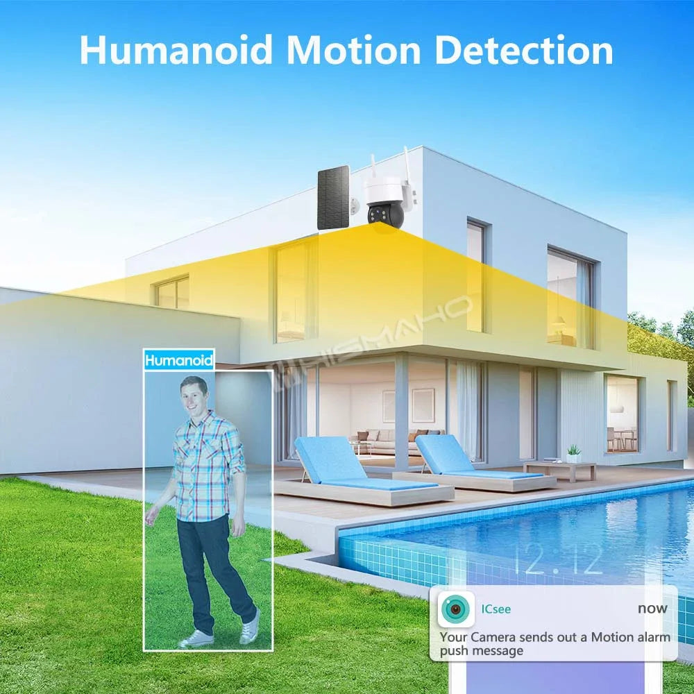 2K 4MP Solar IP Camera WiFi Outdoor Wireless PTZ Monitor Security Protection CCTV Video Surveillance Battery Long Standby ICsee