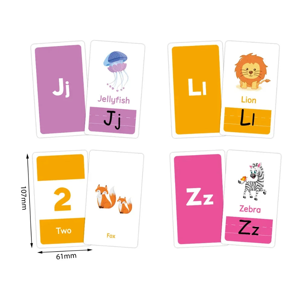 58pcs/set ABC Alphabet Letter Number Shape Color Early Education Baby Learning Cards Flashcards Games Puzzles For Kids Gifts