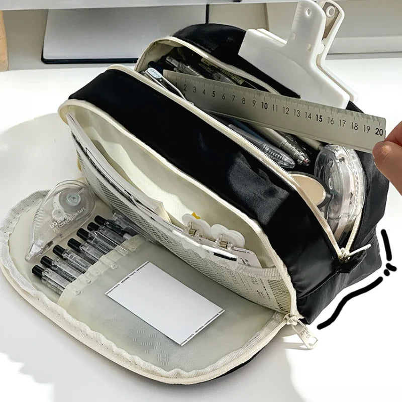 Ultra-large Capacity Pencil Bag Aesthetic Stationery Bag Multilayer Pen Case Girls Zipper Pencil Pouch School Supplies