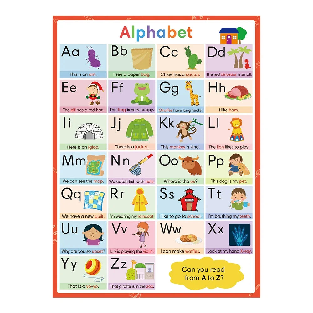 2 Posters Children Learning Alphabet 0-100 Numbers Abc Letter for Kids Toddler Educational Toys Classroom Supplies 21*28.5cm