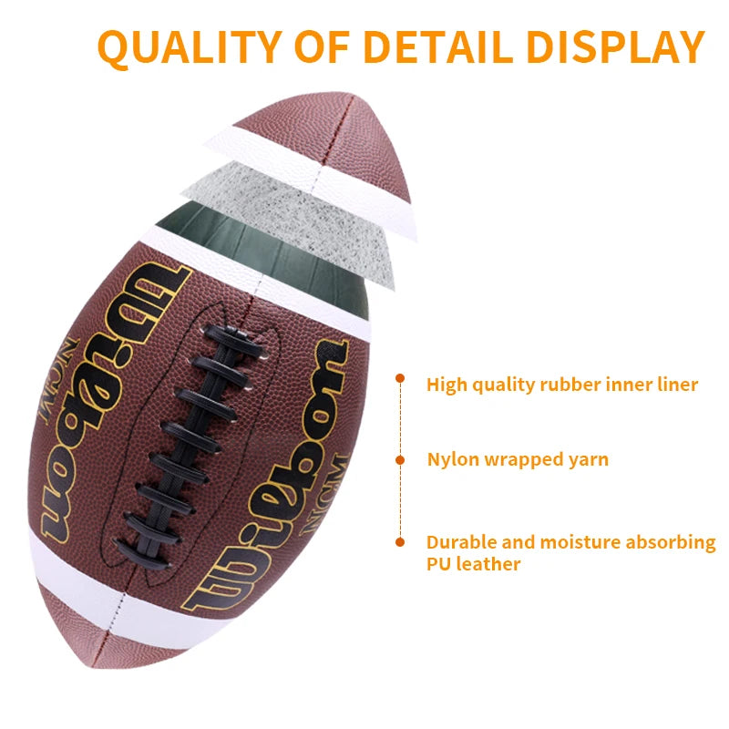 1PC High Quality Sports Size 3 6 9 Grip Official PU Leather Adult Kids Rugby American Football Balls