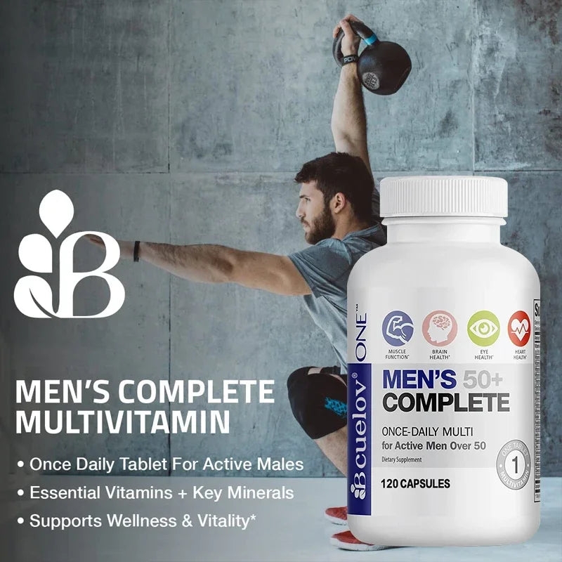Bcuelov Men's 50+ Complete Multivitamin - 120 Capsules To Support Heart, Brain Health