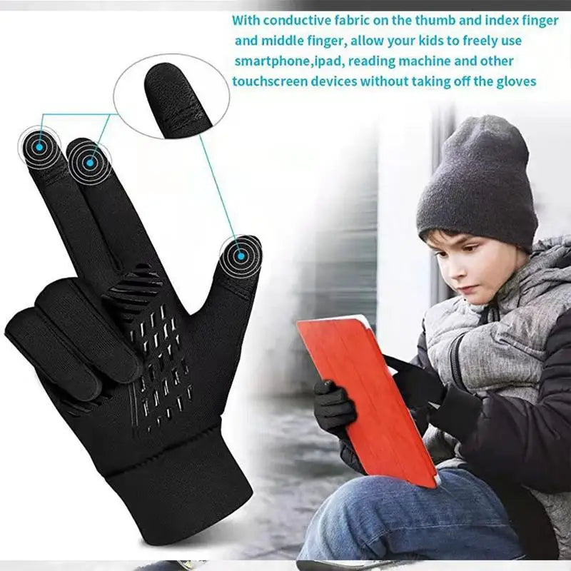 Non-Slip Kids Cycling Gloves Bicycle Full Finger Touch Screen Glove Fit Boy Girl And Youth Outdoor Activity