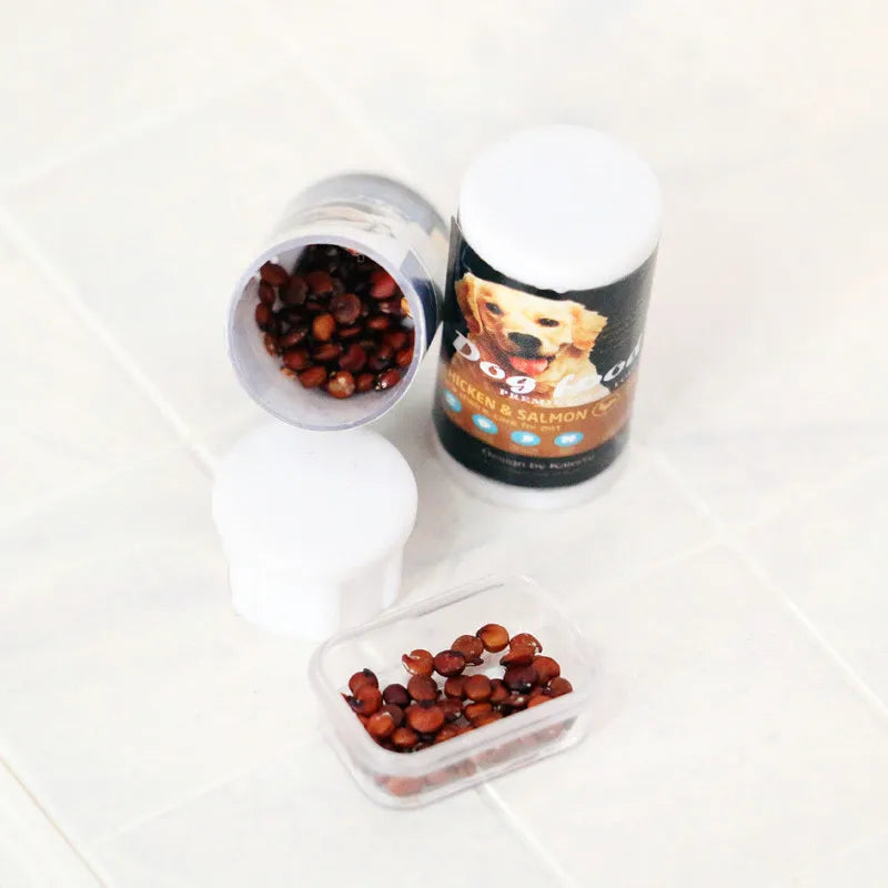 2Pcs 1/12 Miniature Dollhouse Decor Accessories Simulated Dog Cat Food Model Toys For Barbies Blyth Bjd Ob11 Dolls Pretend Play