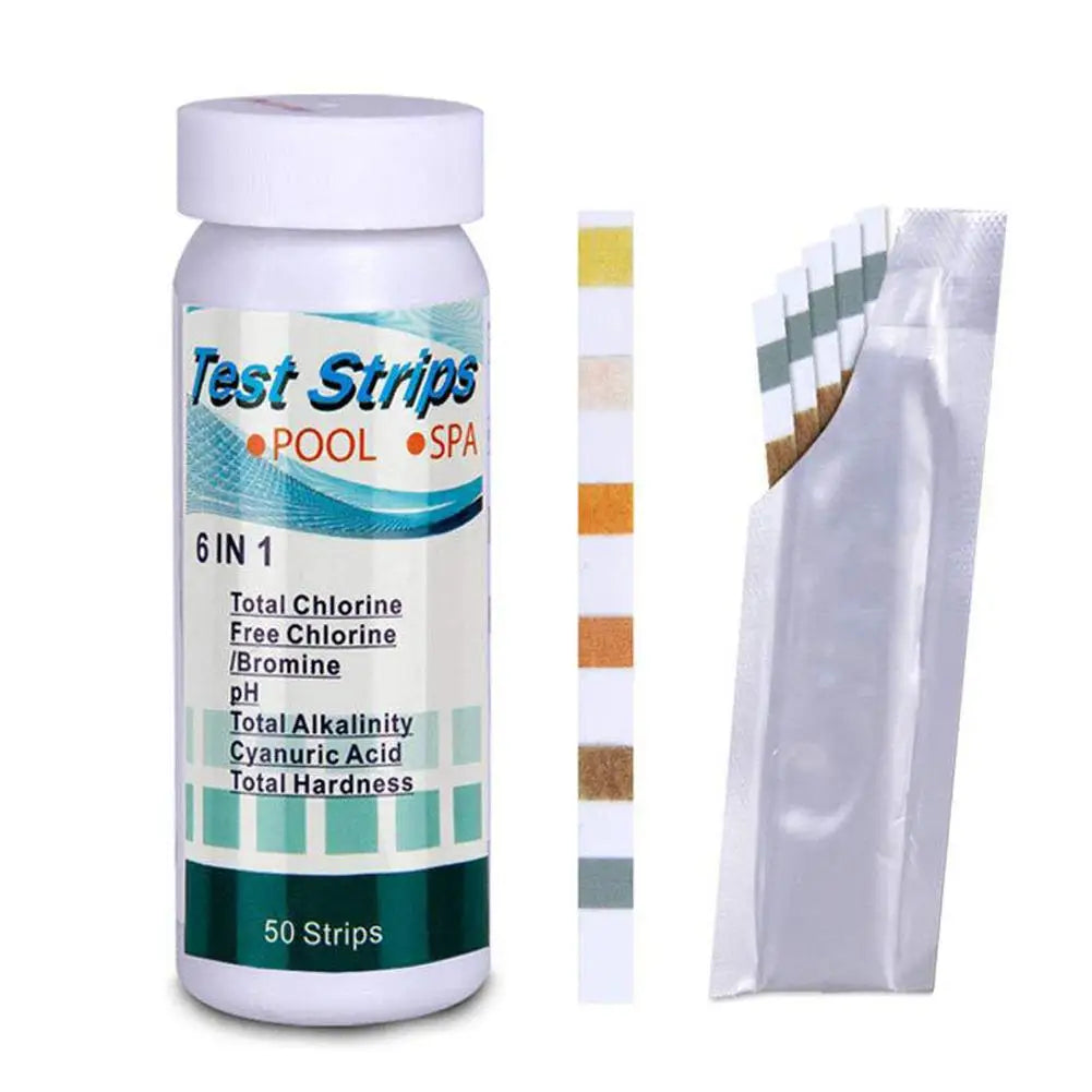 6 In 1 Swimming Pool Ph Test Paper Chlorine Ph Value Hardness Cleaner Pool Alkalinity 1 box 50 of Test pieces Strip Ph Test J1S1