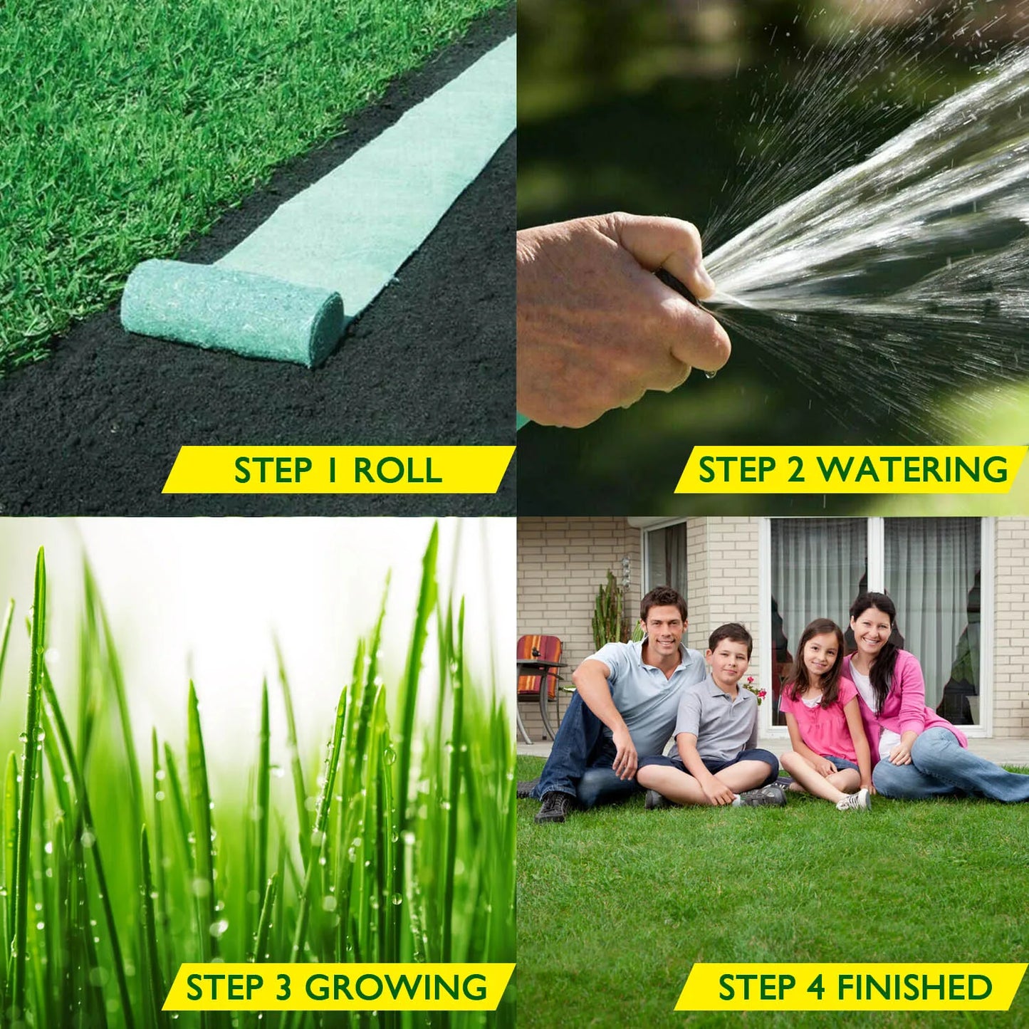 Behogar 10FT Biodegradable Grass Seed Pad Mat Blanket Roll Garden Backyard Plant Growing Solution for Lawns Sun Shade 3x0.2m