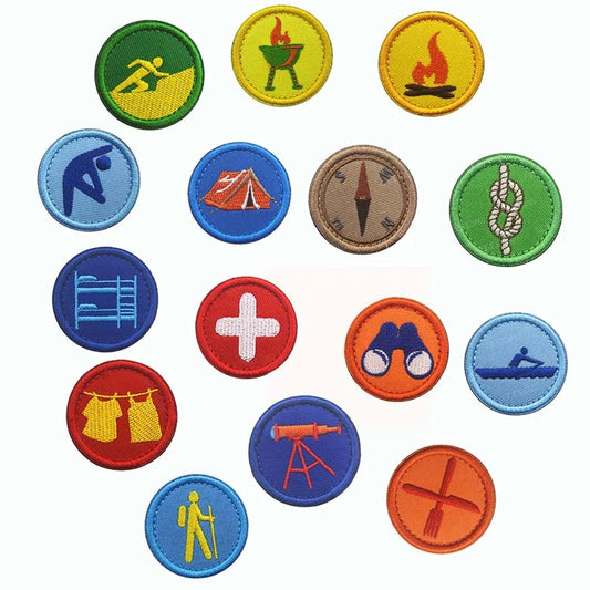 4CM/Camping Round Emblem Hook And Loop Patch,The Boy Scouts Of USA Embroidery Appliques Badges,Military Tactical Clothes Patches