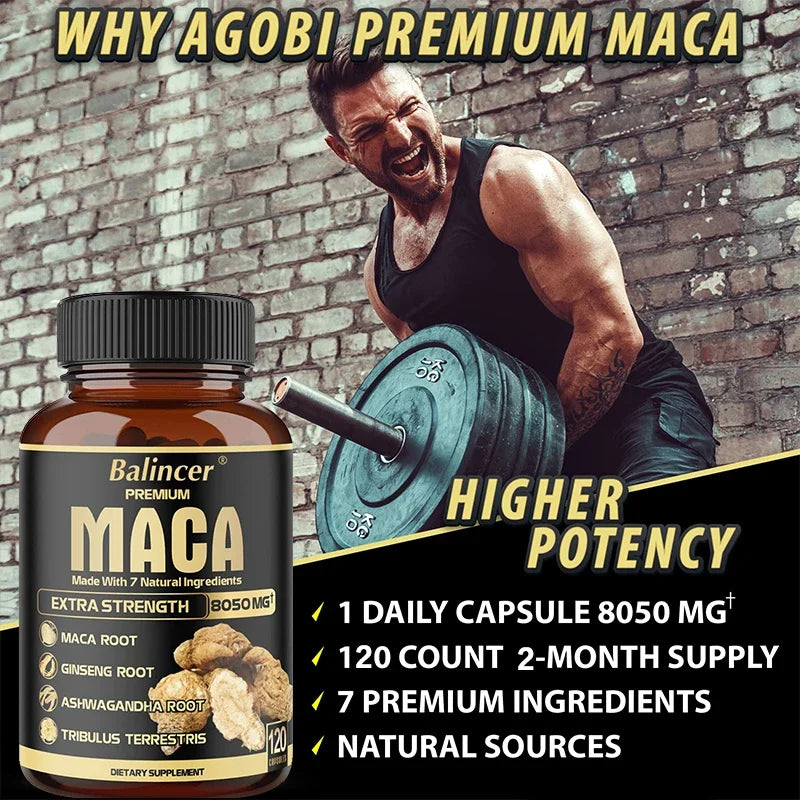 Maca Root Capsules for Men - Enhance Sports Energy, Endurance and Hardness, and Relieve Fatigue Supplements