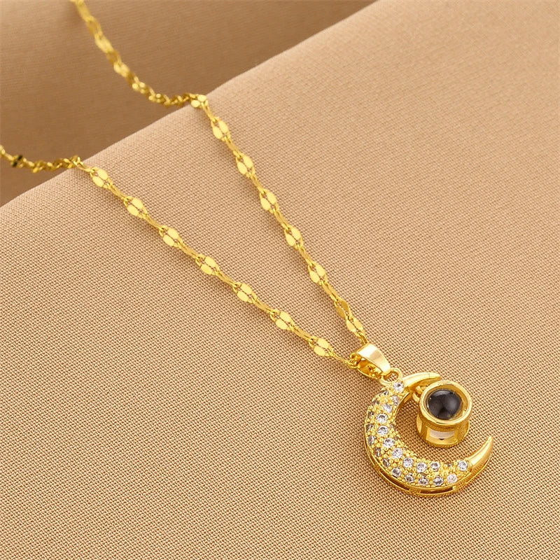 Fashion New Titanium Steel Female Pendant Necklace Women Jewelry Neck Accessories Birthday Party Gifts
