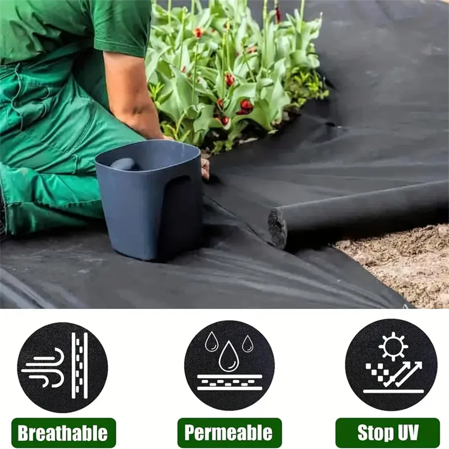1 Roll Garden Landscape Fabric Weed Barrier Heavy DutyDriveway Gardening Mat Polypropylene Ground Cover FlowerVegetable Raised B
