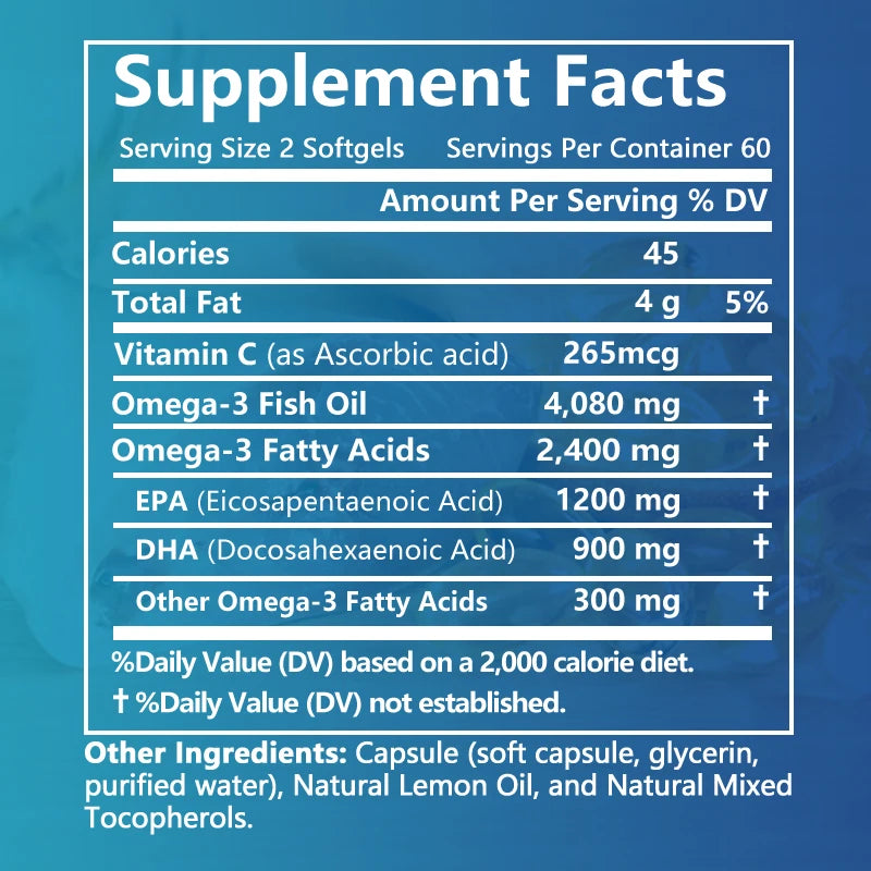 Balincer Omega 3 Fish Oil Capsules Rich in DHA EPA Fishing Memory Heart Brain Bone Eyes Health Nutrition Free Shipping