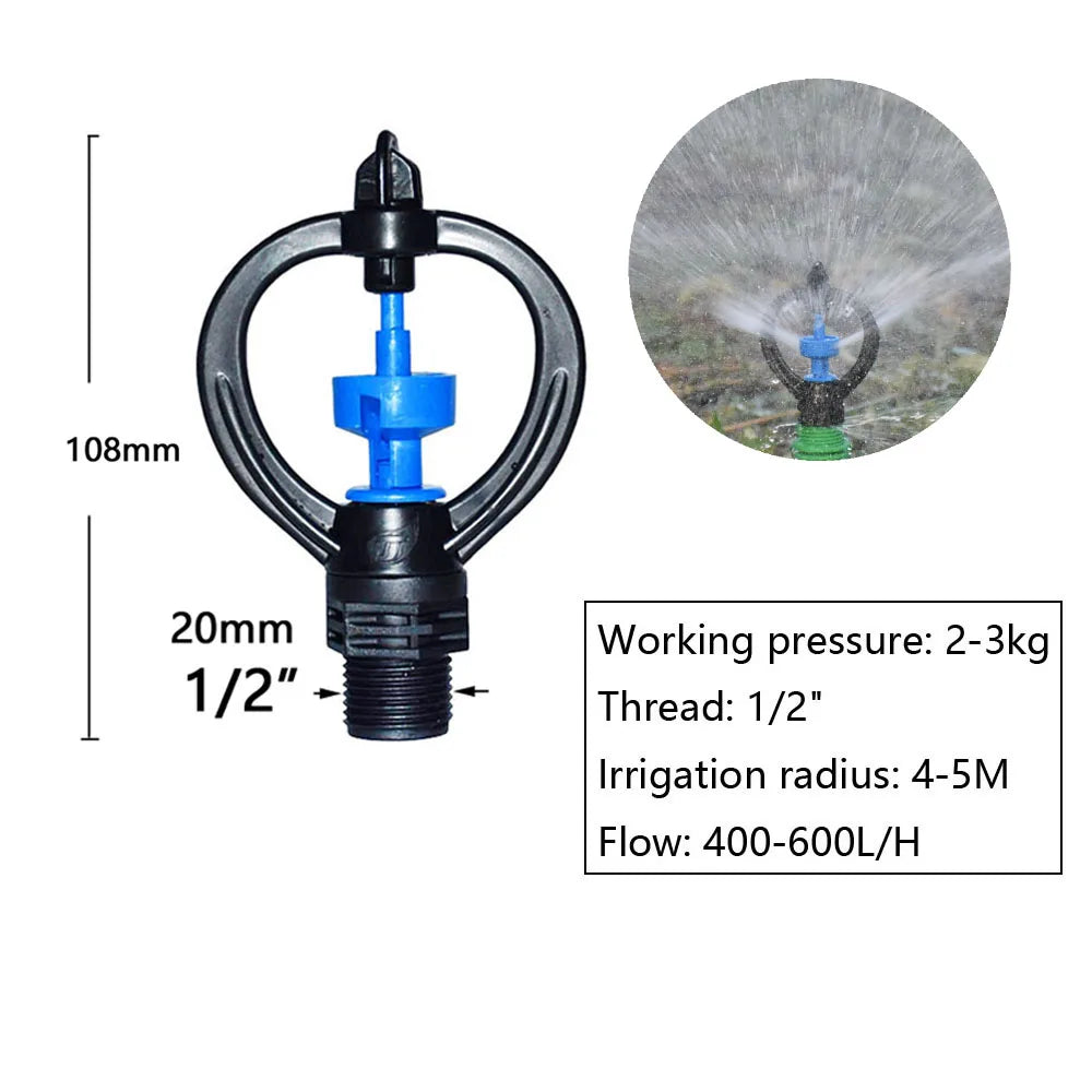 Automatic 360 Degrees Rotary Watering Sprinklers G1/2 Thread Vortex Nozzle For Farm Garden Lawn Irrigation