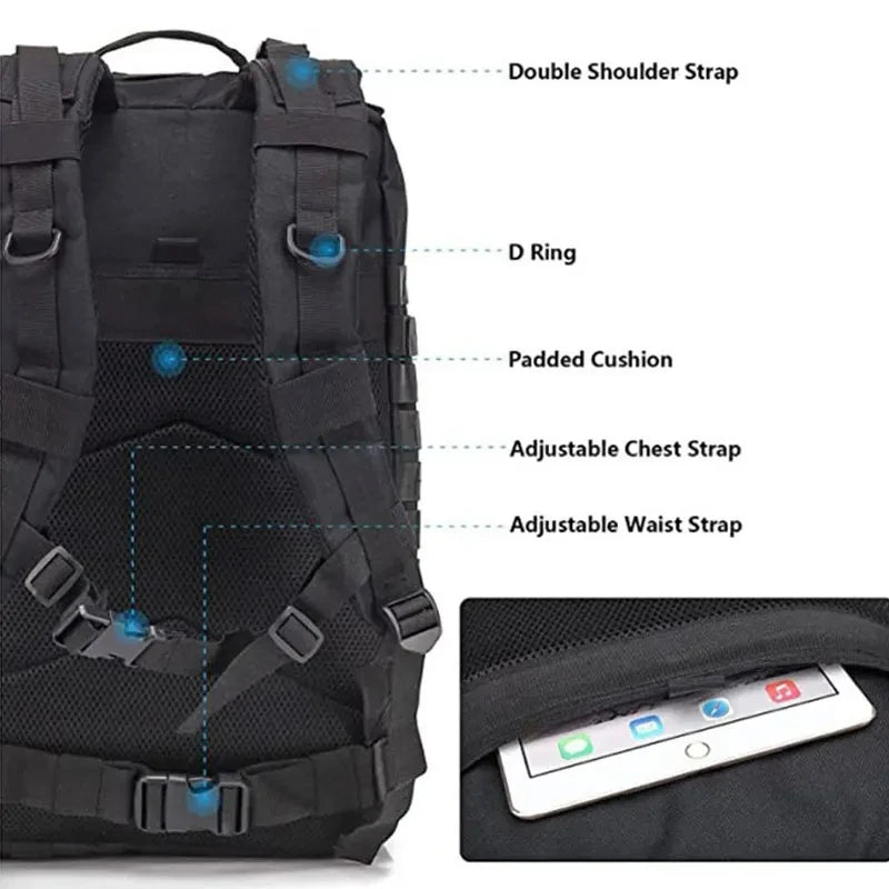 Men Large Capacity Travel Hunting Tactical 50L Military Backpack Camping Trekking Fishing Bag Waterproof Rucksacks Backpack