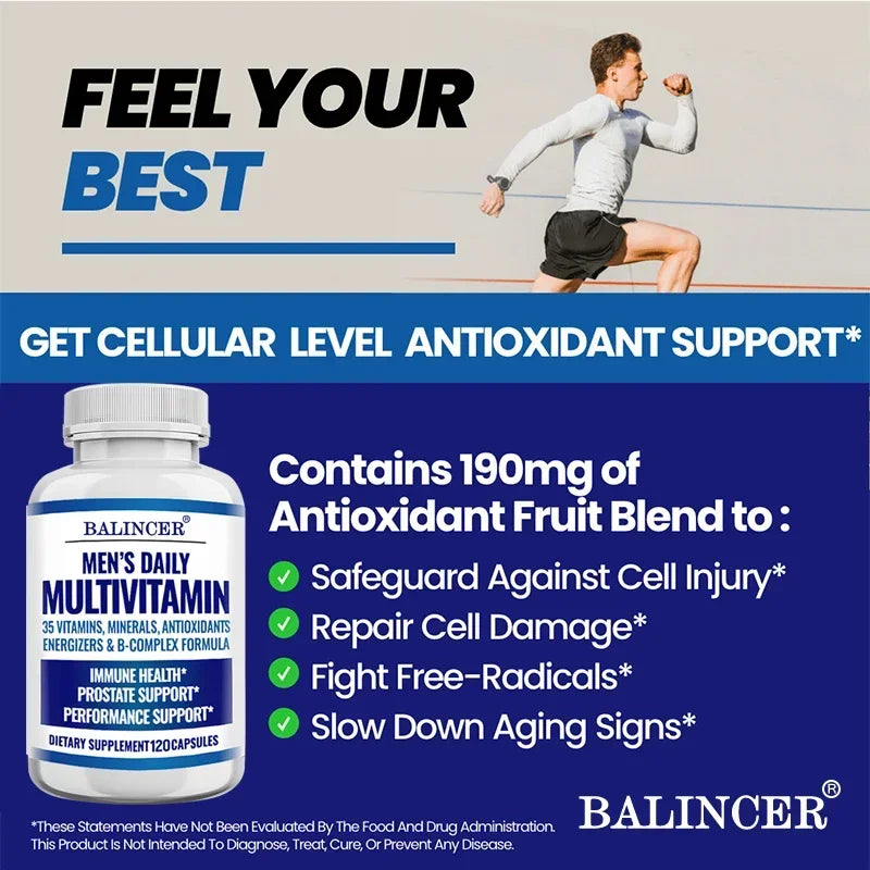 Men's Daily Multi Vitamin Capsules - Enhance Energy and Immune Supplements, Provide Healthy Food, Free Delivery