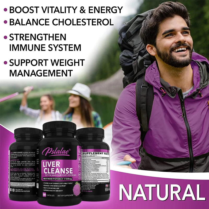 Liver Cleanse Detoxification Support Supplement - Complete Health Capsules with Artichoke, Berberine, Turmeric Herbs