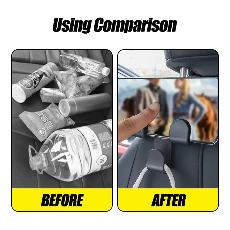 1/2pcs Multifunctional Car Rear Seat Hook Phone Holder Interior Storage Holder Hanger Car Seat Organizer Hooks Accessories